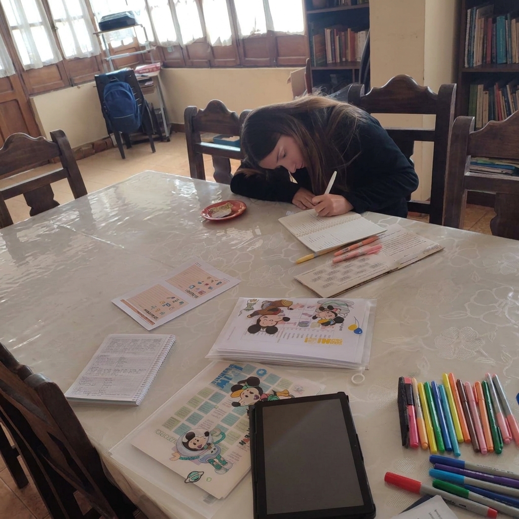 Lorena enseñando español a una alumna